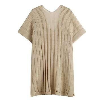 GABERLY Women's Summer Crochet Cover Ups Hollow Out Rib Beach Coverup Bikini Swimsuits Cover Up (S62...