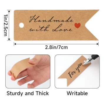 G2PLUS 100PCS Handmade Gift Tags - Kraft Paper with Twine for DIY Projects