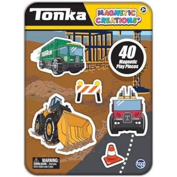 TCG Toys Tonka Magnetic Creations Tin - 40 Magnetic Play Pieces for Creative Adventures