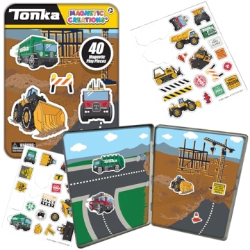 Tonka Magnetic Creations Tin - 40 Magnetic Play Pieces