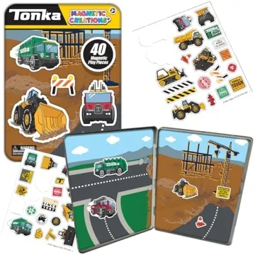Tonka Magnetic Creations Tin - 40 Magnetic Play Pieces