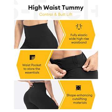 Fityond Yoga Leggings for Women, S-Feel+ Butt Lifting Workout Pants with Pockets High Waist Tummy Control 7/8 Length (Medium, Black)