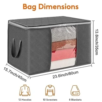 CCidea 3Pack Grey Medium Clothes Organizers with Reinforced Handle