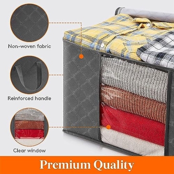 CCidea 3Pack Grey Medium Clothes Organizers with Reinforced Handle