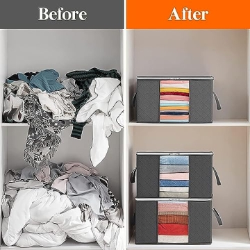 CCidea 3Pack Grey Medium Clothes Organizers with Reinforced Handle