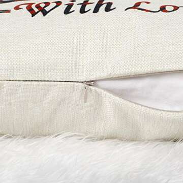 YGEOMER Valentine's Day red Buffalo Plaid Check Heart Love Truck Decor， Throw Pillow Cover, 4 PCS 18 x 18 Inch Valentines Day Throw Pillows Decorative Cushion Cases Valentine Decorations