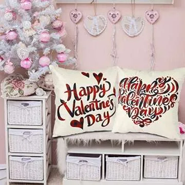 YGEOMER Valentines Day Buffalo Plaid Heart Pillow Covers