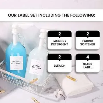 MoliMoli Liquid Laundry Detergent Dispenser for Laundry Room, Laundry Soap Dispenser, Fabric Softener Dispenser, Laundry Detergent Holder, Glass Jars with Pre-Written Labels and Funnel, Set of 2