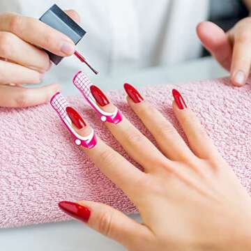 GCQQ Beauty 100pcs Nail Forms, Red Nail Forms, Large Wide Nail Paper Forms, Nail Extension Forms for Builder Gel, Acrylic Nails, Gel, UV