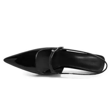Modatope Black Heels Kitten Slingback Heels for Women Pointed Closed Toe Stiletto Black Pumps Dress Formal Shoes Size 8