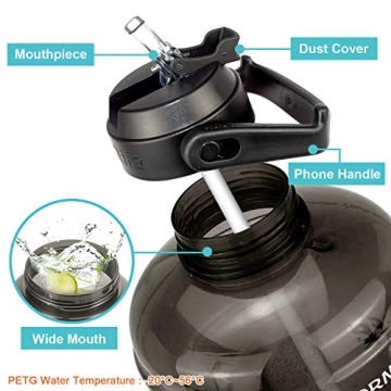 QuiFit 1 Gallon Water Bottle Leak-Proof BPA-Free Sports Jug