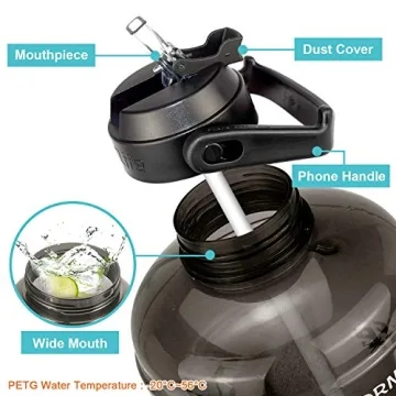 QuiFit 1 Gallon Water Bottle Leak-Proof BPA-Free Sports Jug