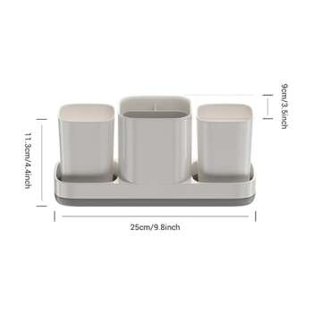 Toothbrush Holder for Bathroom, Bathroom Organizer Storage Set with 2 Cups, Kids Electric Toothbrush Holder, Bathroom Accessories Storage for Toothpaste Razor(White)