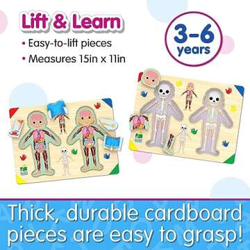 The Learning Journey: Lift & Learn Inside of Me – Human Body Layered 28 Piece Jigsaw Puzzles- Montessori School - Learning Educational Toy for Baby - Kids Ages 3 and Up Non-Toxic & BPA Free
