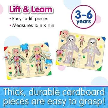 The Learning Journey: Lift & Learn Inside of Me – Human Body Layered 28 Piece Jigsaw Puzzles- Montessori School - Learning Educational Toy for Baby - Kids Ages 3 and Up Non-Toxic & BPA Free