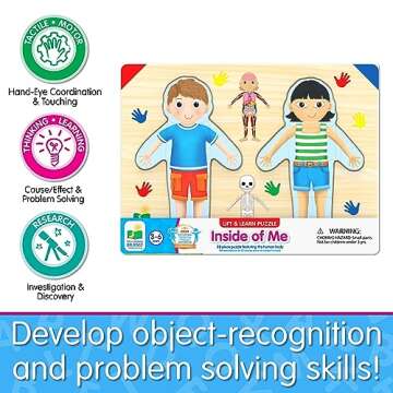 The Learning Journey: Lift & Learn Inside of Me – Human Body Layered 28 Piece Jigsaw Puzzles- Montessori School - Learning Educational Toy for Baby - Kids Ages 3 and Up Non-Toxic & BPA Free