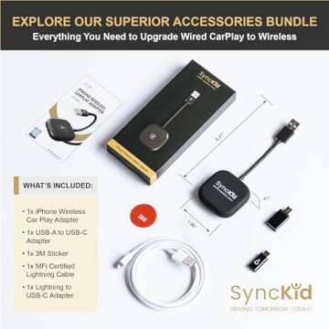 SYNCKID Upgraded Wireless CarPlay Adapter Kit for Cars with Factory Wired CarPlay - 2025 Model w/Fas...