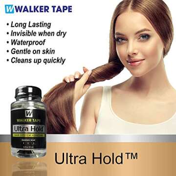 Ultra Hold Hair System Adhesive 3.4oz & 4oz C22 Citrus Solvent Wig Glue Remover w/Brush Saver Bundle...