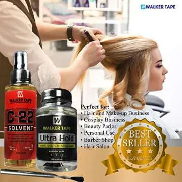 Ultra Hold Hair System Adhesive 3.4oz & 4oz C22 Citrus Solvent Wig Glue Remover w/Brush Saver Bundle Pack | Toupees Front Bonding Weave Active Lace Glue | Super Bold Hold Lace Adhesive Melting Spray