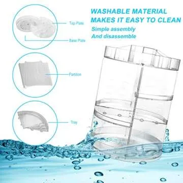 Argox 360° Rotating Makeup Organizer, Skincare Storage Box, Cosmetic Display Case with Brush Holder Perfume Tray, Multifunctional Rotating Rack Suitable for Dressing Tables and Bathroom Countertops