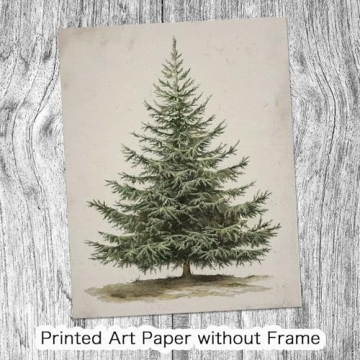 Rustic Vintage Christmas Tree Art Print - 8x10