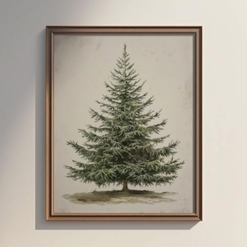Rustic Vintage Christmas Tree Art Print - 8x10