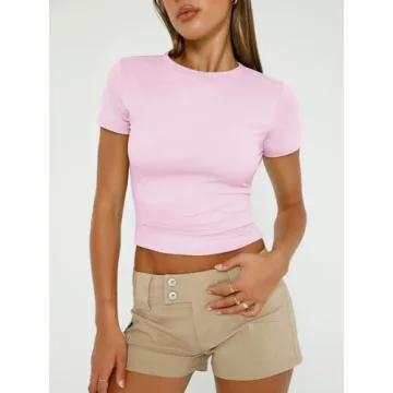 Trendy Queen Women's Scoop Neck Crop Tops for Summer