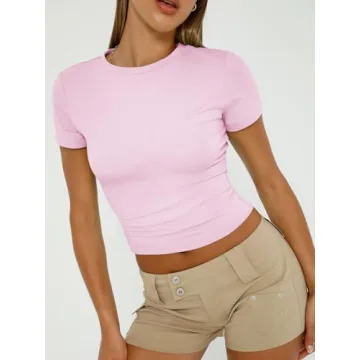 Trendy Queen Women's Scoop Neck Crop Tops for Summer