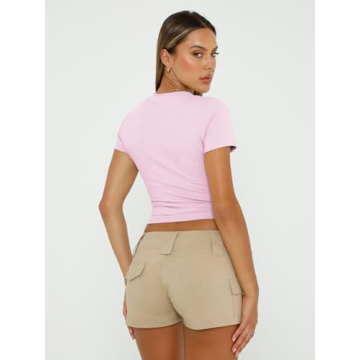 Trendy Queen Women's Scoop Neck Crop Tops for Summer