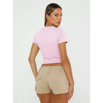 Trendy Queen Women's Scoop Neck Crop Tops for Summer