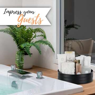 Rustic Farmhouse Bathroom Caddy - Chic Black Organizer