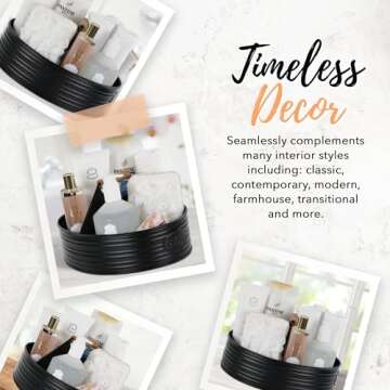 Rustic Farmhouse Bathroom Caddy - Chic Black Organizer