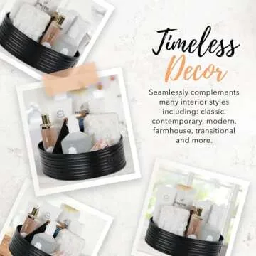 Rustic Farmhouse Bathroom Caddy - Chic Black Organizer