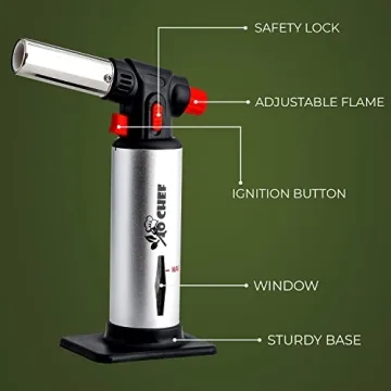 Jo Chef Butane Torch - Cooking Torch with Adjustable Flame