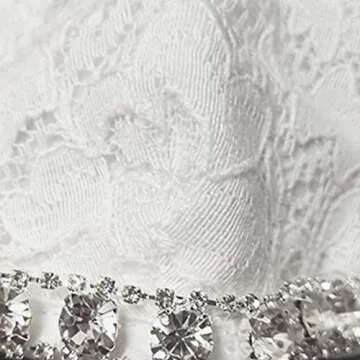 White Wedding Lace Face Masks-4pcs Filters Reusable Bride Bling Rhinestone Chain Stylish Cute Pretty Cotton Mask Covering for Women Girls