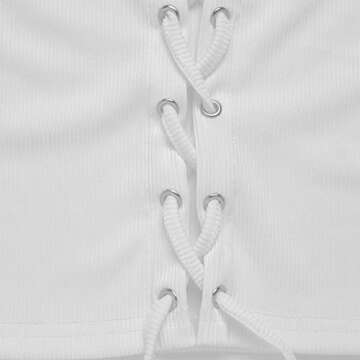 Artfish Women's Sexy Lace Up Long Sleeve Tie Cleavage Crop Top White, S