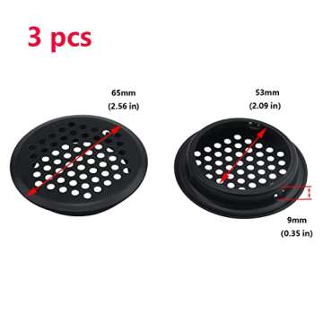 Antrader Black Louver Vents - Stylish Stainless Steel Round Air Vents 3 Pack 2 Inch