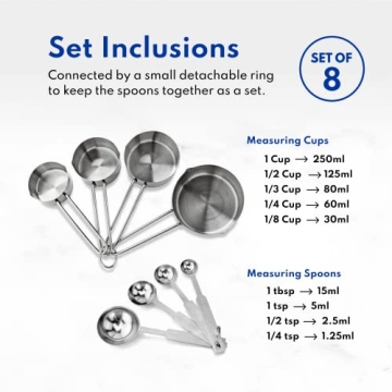 Stainless Steel 8-Piece Measuring Cups and Spoons Set