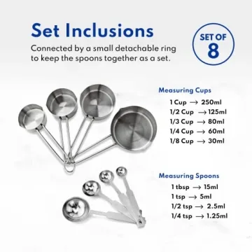 Stainless Steel 8-Piece Measuring Cups and Spoons Set