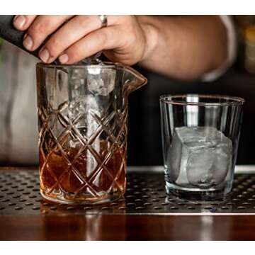 Cocktail Mixing Glass - Bar Mixing Pitcher for Stirring Drinks - 1/4-inch Thick Walls - 17-ounce, 2 Drink Capacity