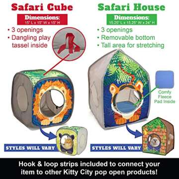 Kitty City Safari Jungle Collapsible Cat Toy Collection, Cube