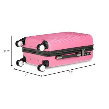 Amazon Basics Carry On Luggage with Wheels, Expandable 21.7-inch Geometric Travel Suitcase, TSA Lock - Pink