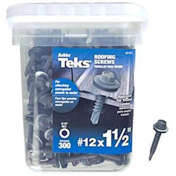Teks #12 x 1-1/2 in. HEX Washer Head Drill PT Metal-to-Metal Roofing Screws 300CT