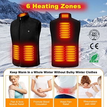 Heated Vest, Warming Heated Vest for Men Women, Unisex Polar Fleece Heated Vest Rechargeable and Washable, Usb Electric Smart Heating Vest, Lightweight Heated Vest for Winter, Hunting(NO Battery)