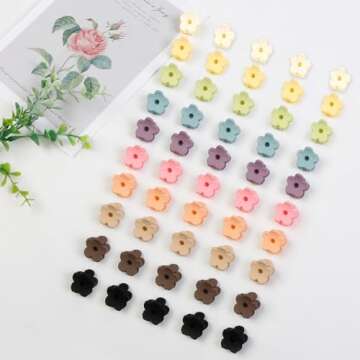 40Pcs Colorful Small Flower Hair Clips, TEBIEKOY Baby Hair Clips Mini Claw Clips Cute Jaw Clips Hair...