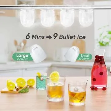 Compact DUMOS Ice Maker: 26lbs Daily, 9 Cubes in 6 Minutes