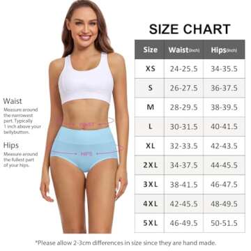 wirarpa Womens Cotton Underwear 4 Pack High Waist Briefs Light Tummy Control Ladies Comfort Stretch Panties Underpants Size XL,Multicoloured