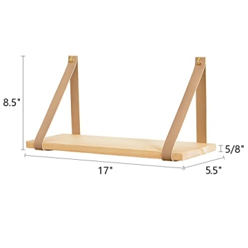 Modern Mkono Hanging Wooden Wall Shelves - Set of 2