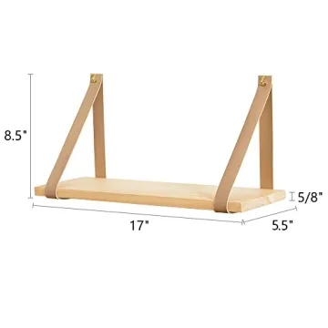 Modern Mkono Hanging Wooden Wall Shelves - Set of 2