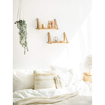 Modern Mkono Hanging Wooden Wall Shelves - Set of 2